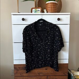 ABLE Black Micro Floral Blouse